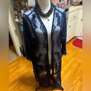Lane Bryant Navy Lace Cardigan